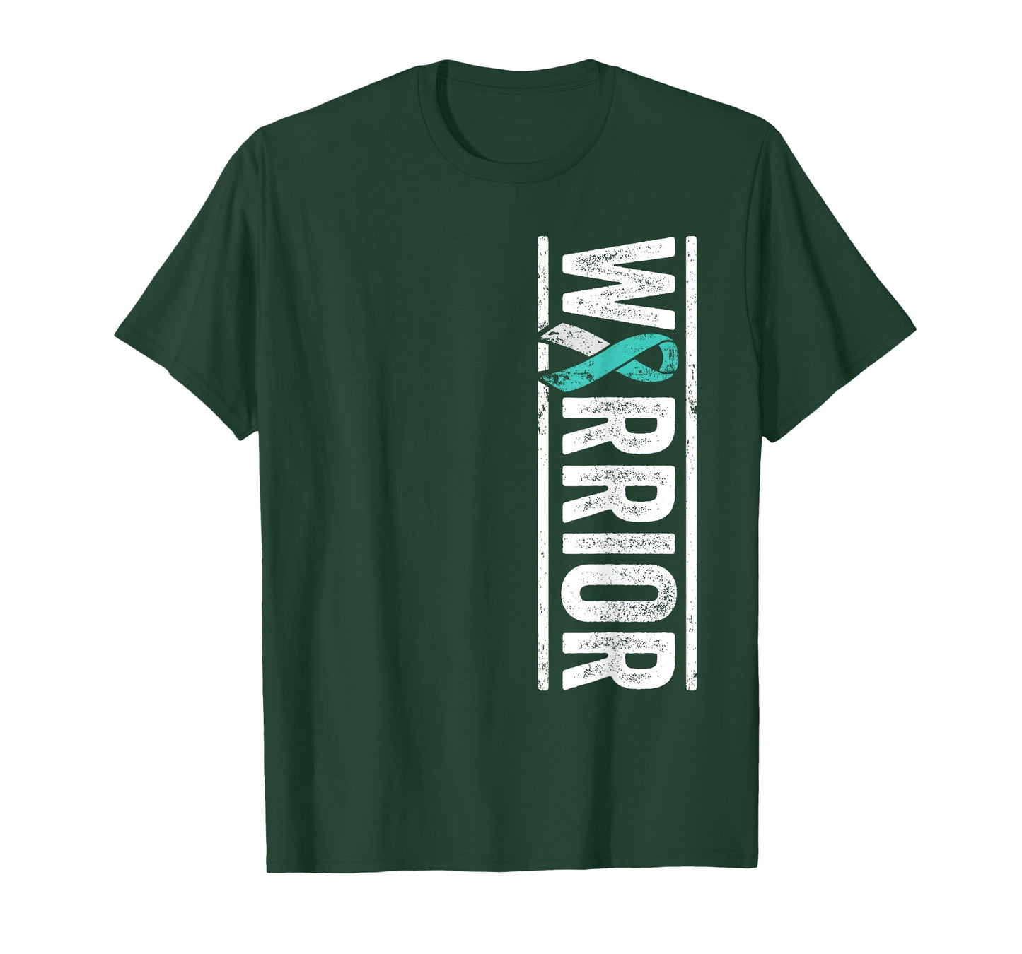 Cervical Cancer Warrior - Sideways Teal Awareness Ribbon T-Shirt