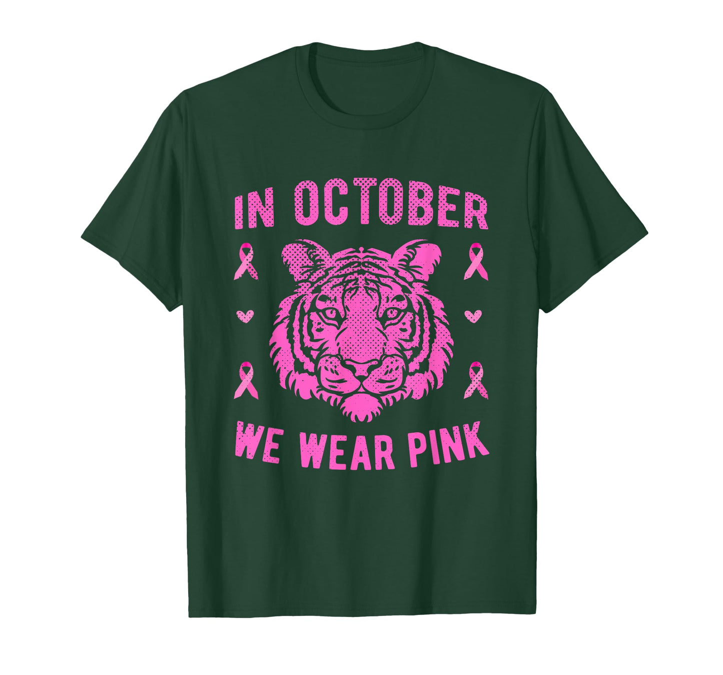 In October We Wear Pink Tiger Breast Cancer Awareness T-Shirt