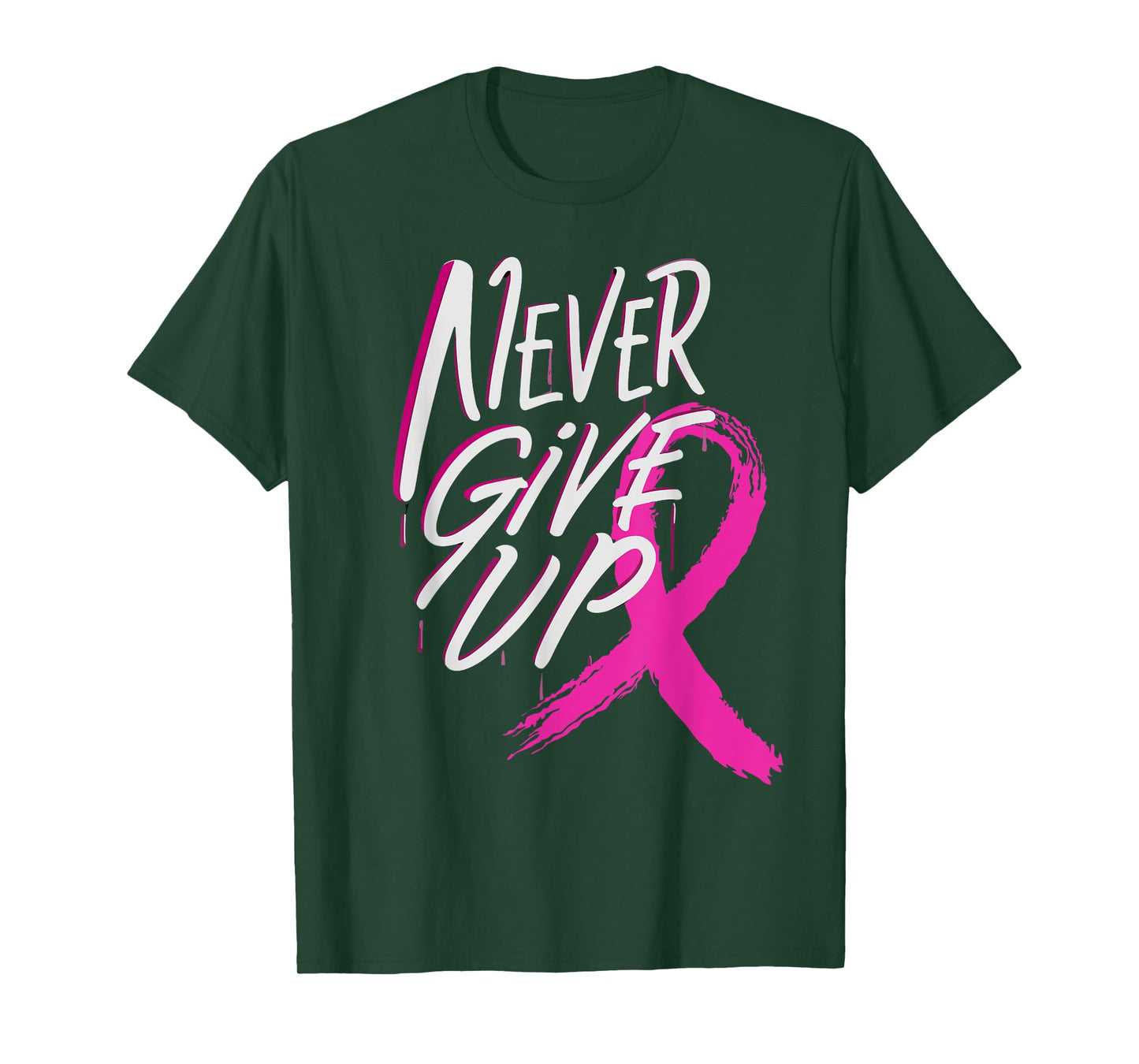 Never give up Breast Cancer Awareness Pink Ribbon T-Shirt