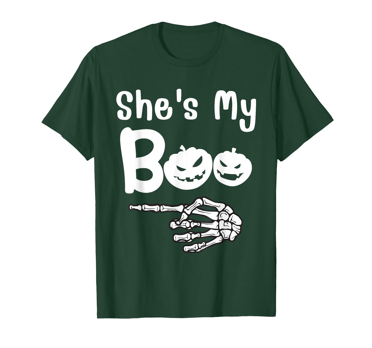 She's My Boo Pumpkin Skull Matching Halloween Pajama Couples T-Shirt
