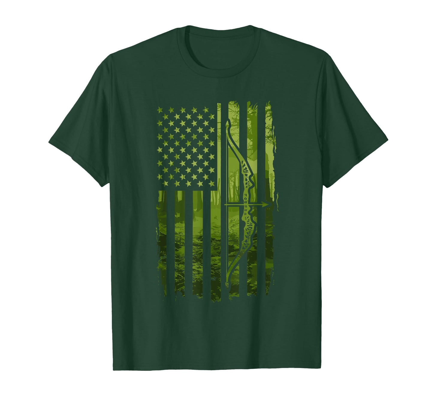 Patriotic Bowhunting USA Flag Bow Archery Hunting Wildlife T-Shirt