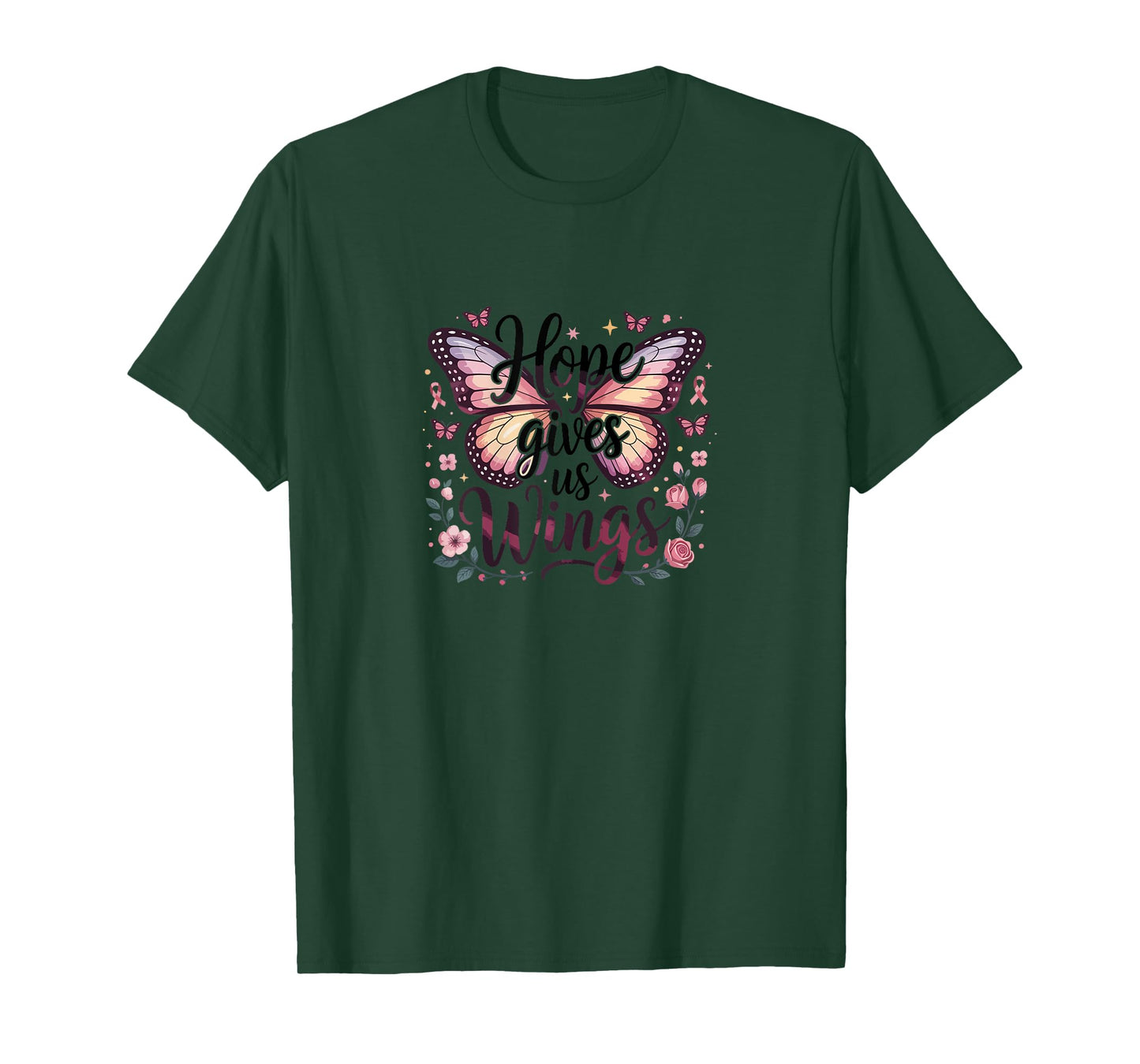 Hope Gives Us Wings Shirt Breast Cancer Awareness Butterfly T-Shirt
