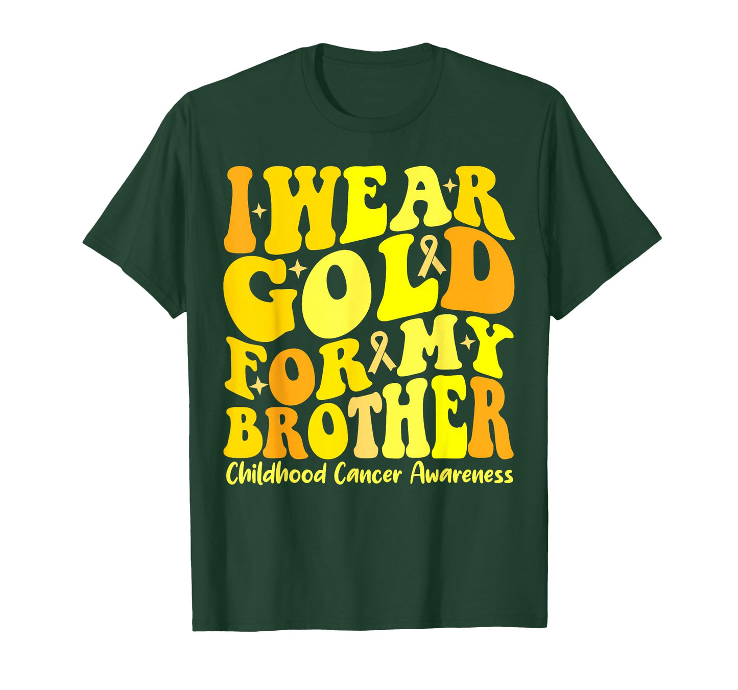I Wear Gold For My Brother Childhood Cancer Awareness Groovy T-Shirt