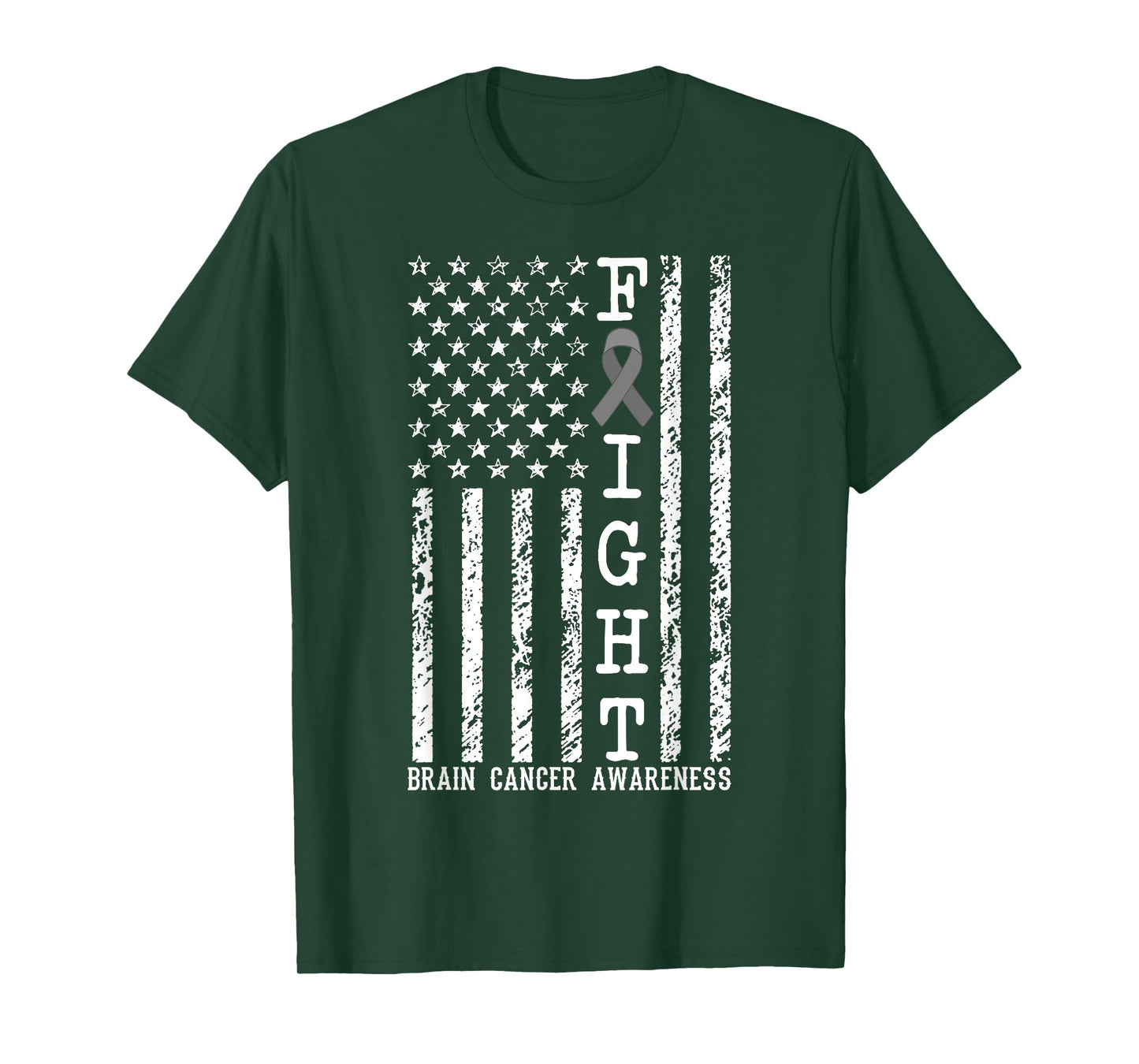 Fight Brain Cancer Awareness American Flag United States T-Shirt