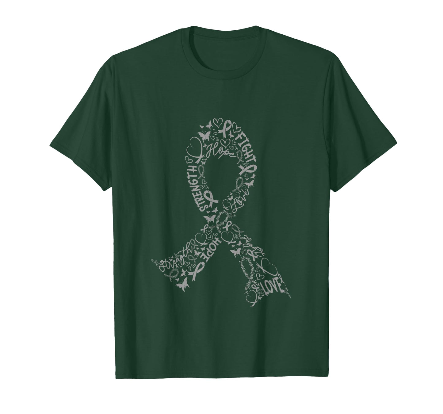 Brain Tumor Fight Warrior Gray Ribbon Awareness Gift T-Shirt