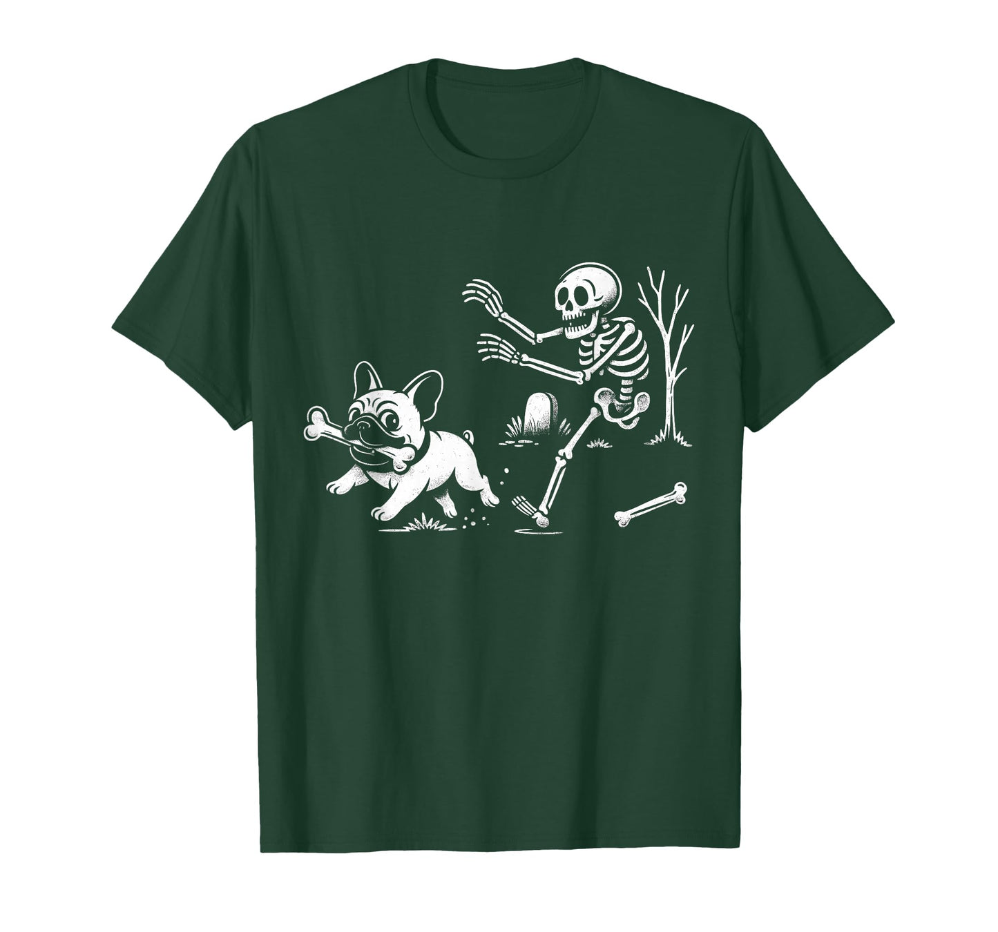 French Bulldog Skeleton Dog Halloween Fun Men Women Kids T-Shirt