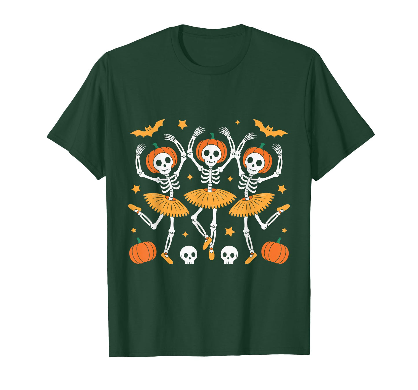 Ballet Pumpkin Skeleton Scary Ghost Costume Halloween T-Shirt
