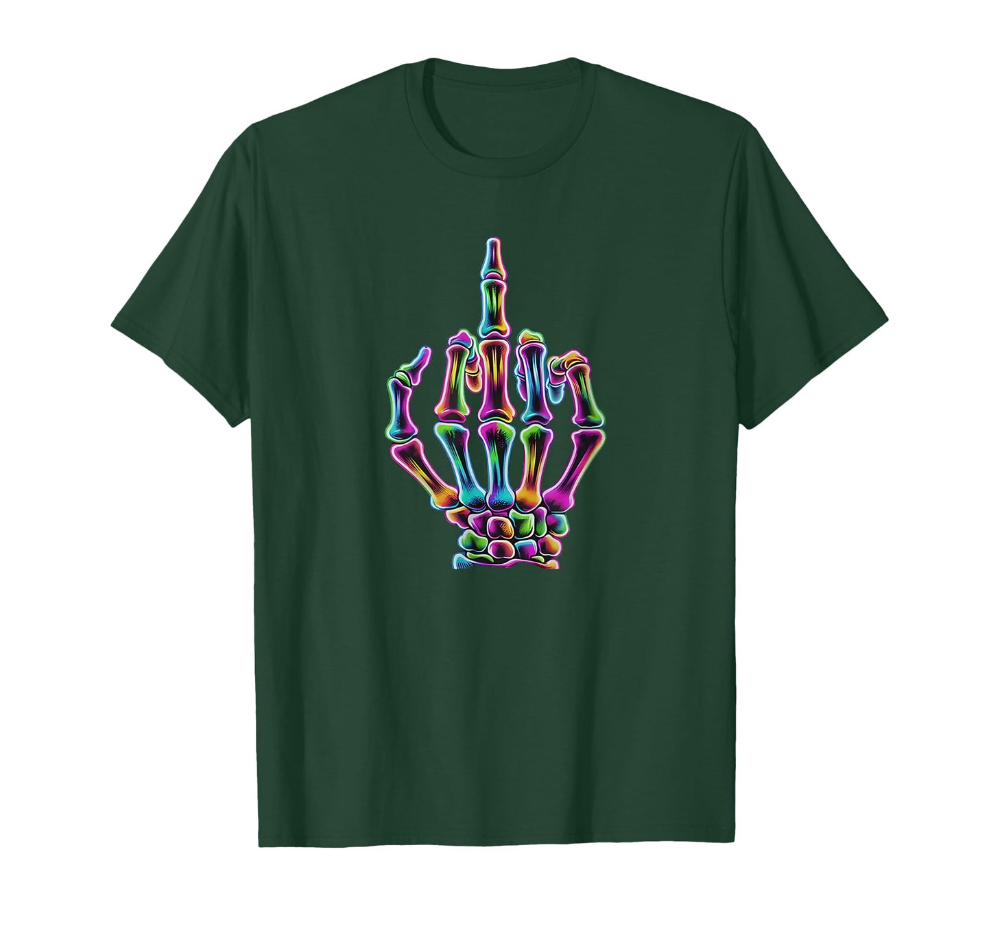 Funny Middle Finger Tie Dye Skeleton Tee Skull Adult Sarcasm T-Shirt