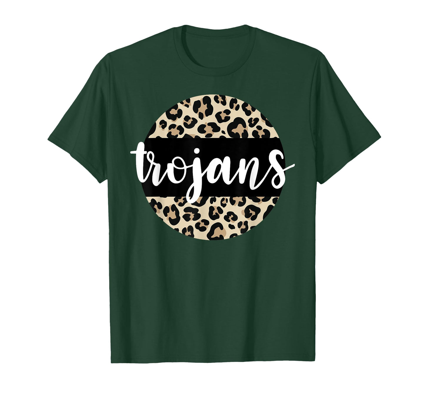 Leopard Print Trojans Team Mascot School Spirit Game Night T-Shirt