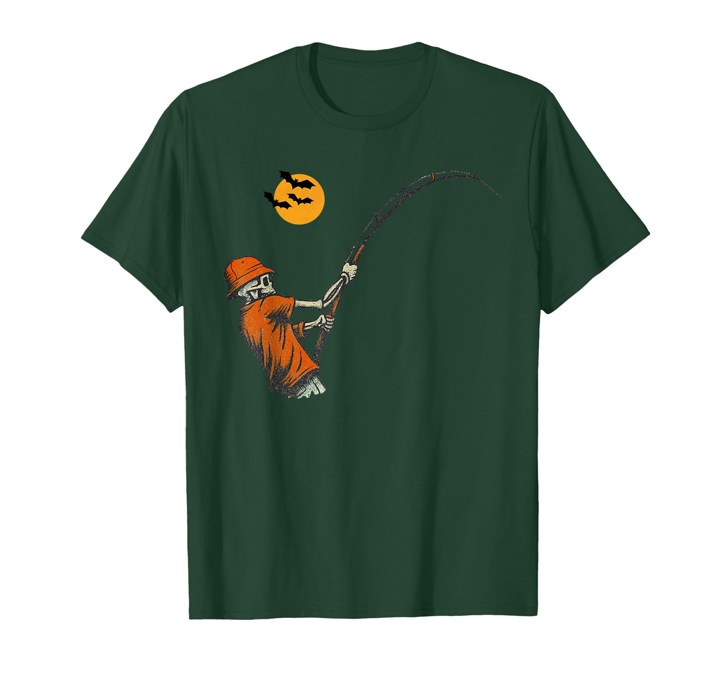 Vintage Halloween Skeleton Fishing Funny Spooky Costume T-Shirt