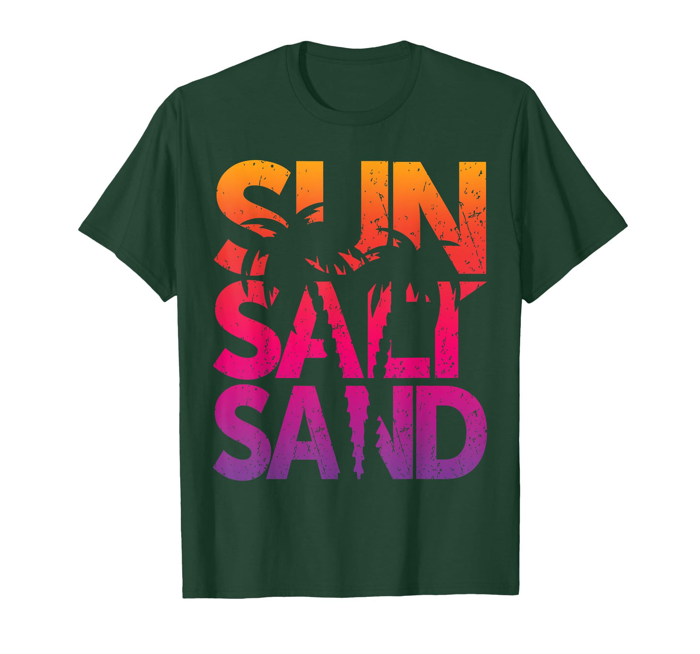 Sun Salt Sand Summer Beach Vibes Vacation Palm Tree Retro T-Shirt
