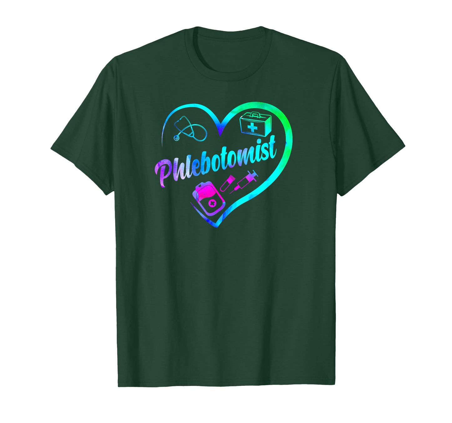Phlebotomist Tech Technician Heart Watercolor T-Shirt