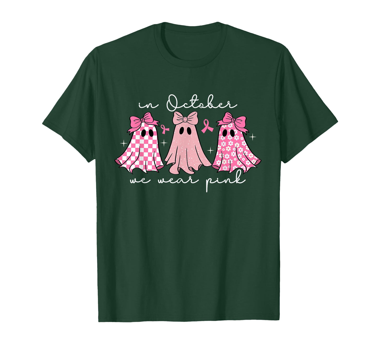 in October We Wear Pink Cute Ghost Women's Kids T-Shirt