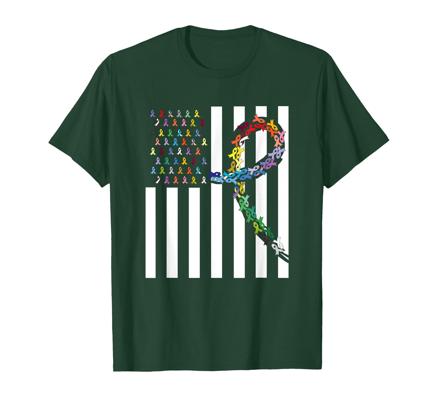 All Cancer Matters Awareness USA Flag All Ribbons T-Shirt