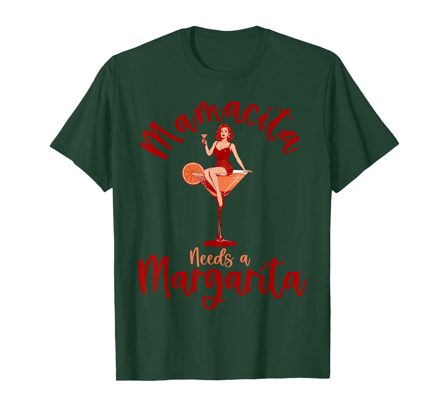 Mamacita Needs a Margarita Retro Pin-up Girl Cinco de Mayo T-Shirt