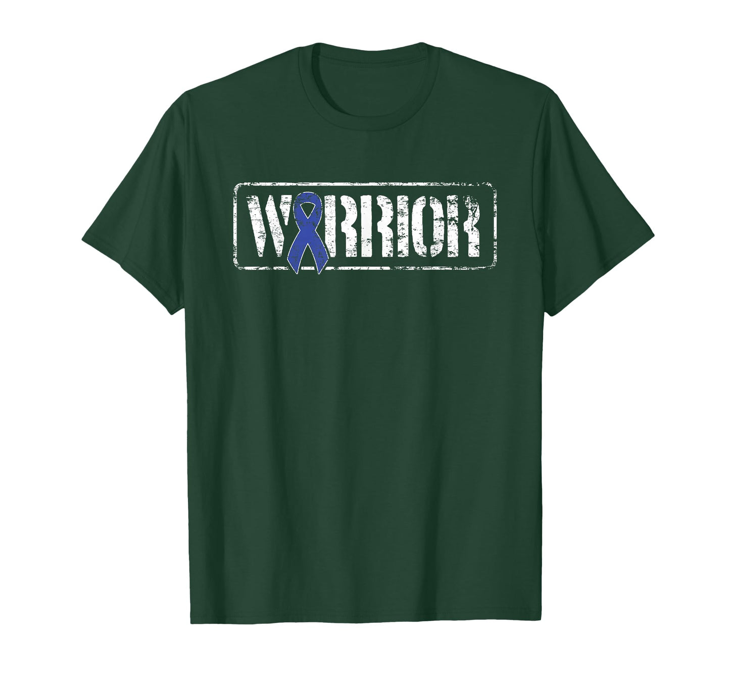 Colorectal Cancer Warrior - Dark Blue Military-Style Ribbon T-Shirt