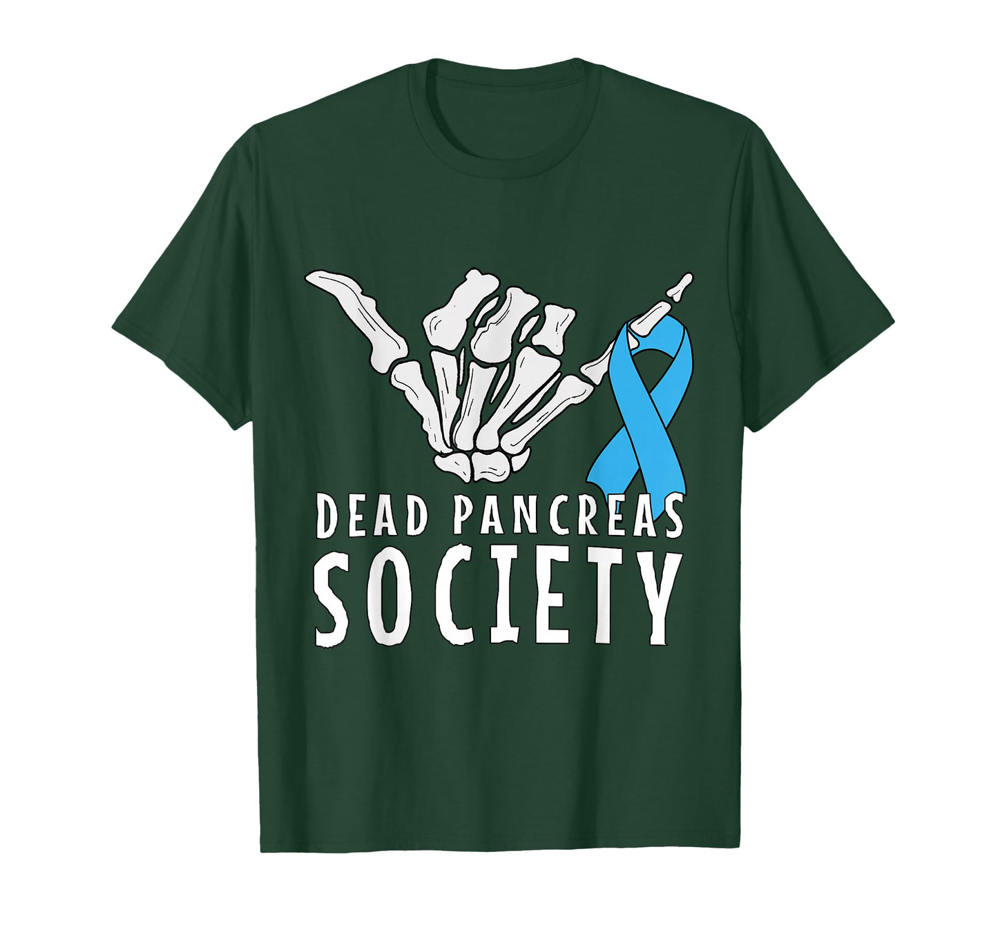 Dead Pancreas Society Halloween Blue Skeleton Hand T-Shirt