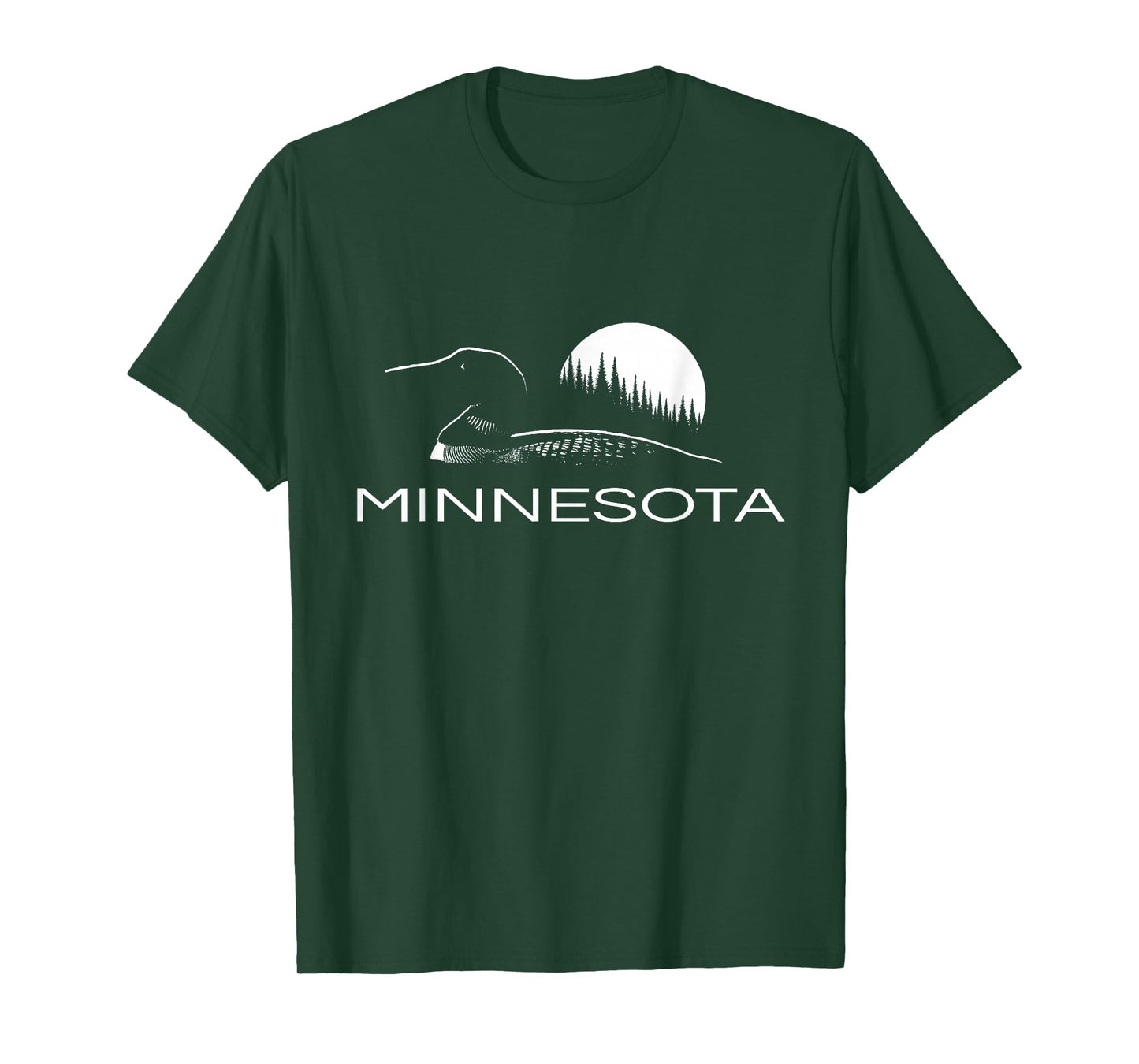Minnesota - Loon and Trees in Moonlight T-Shirt