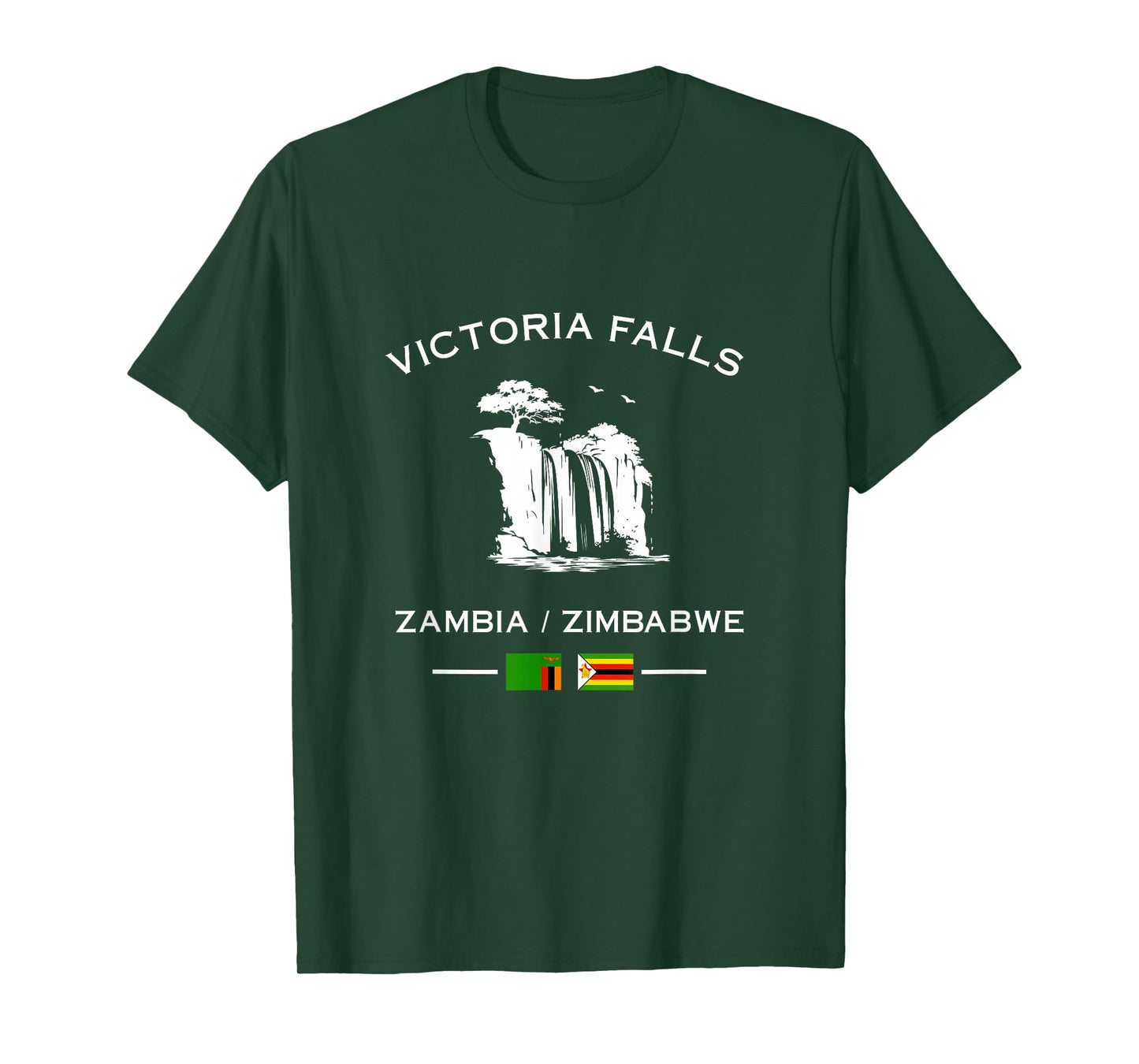 Victoria Falls Waterfall Zambezi Zambia Zimbabwe Flag T-Shirt