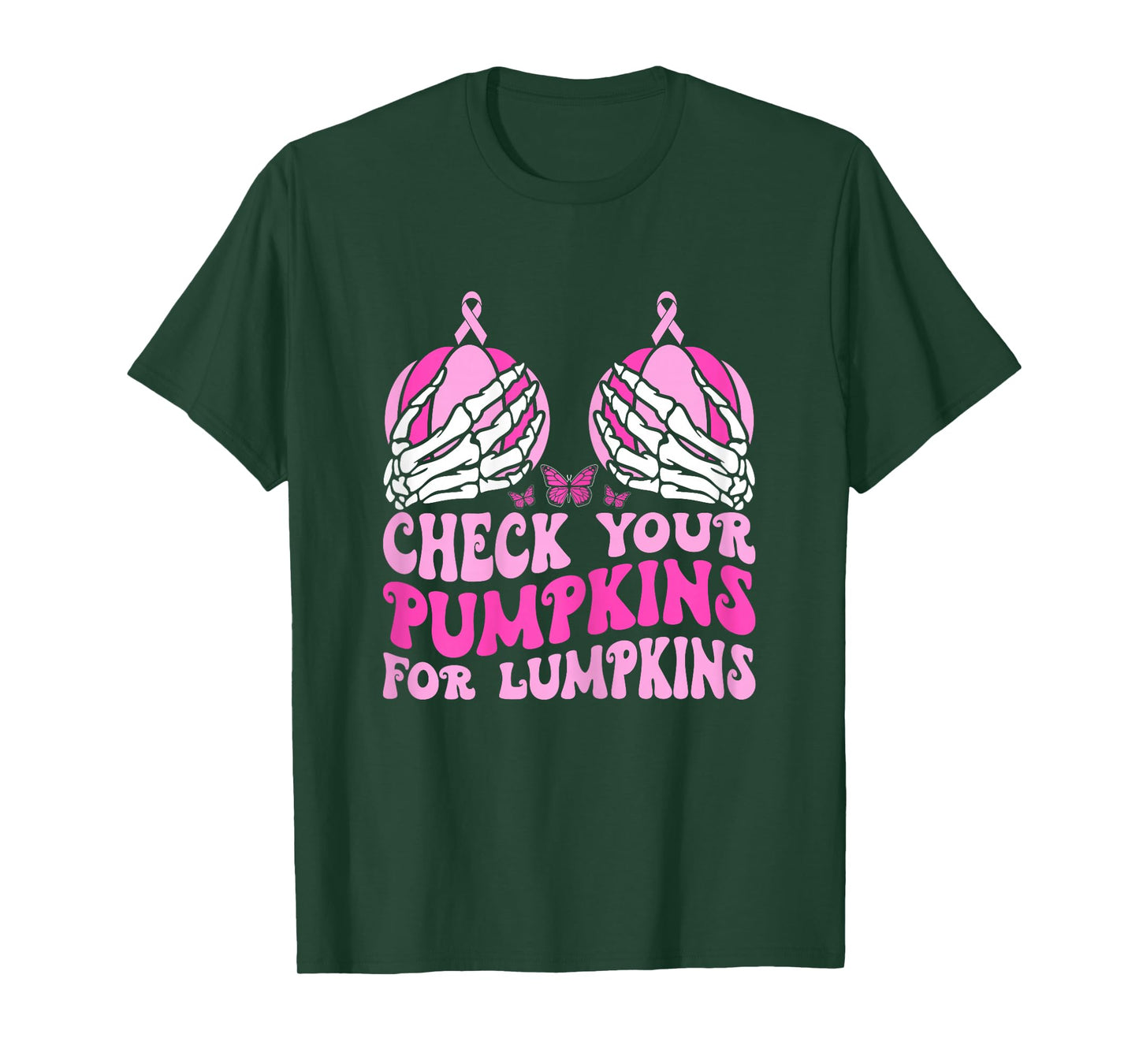 Check Your Pumpkins Breast Cancer Awareness Halloween T-Shirt