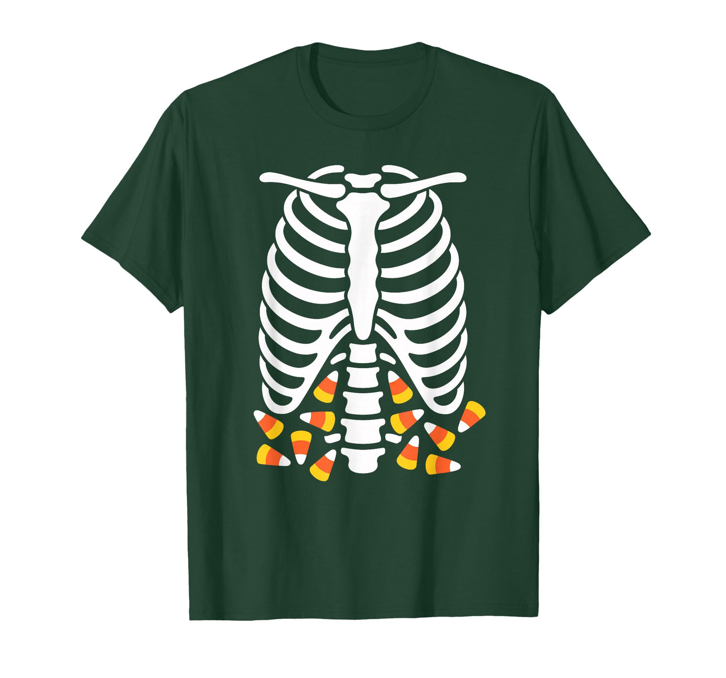 Candy Corn Explosion Inside Skeleton Halloween Art T-Shirt