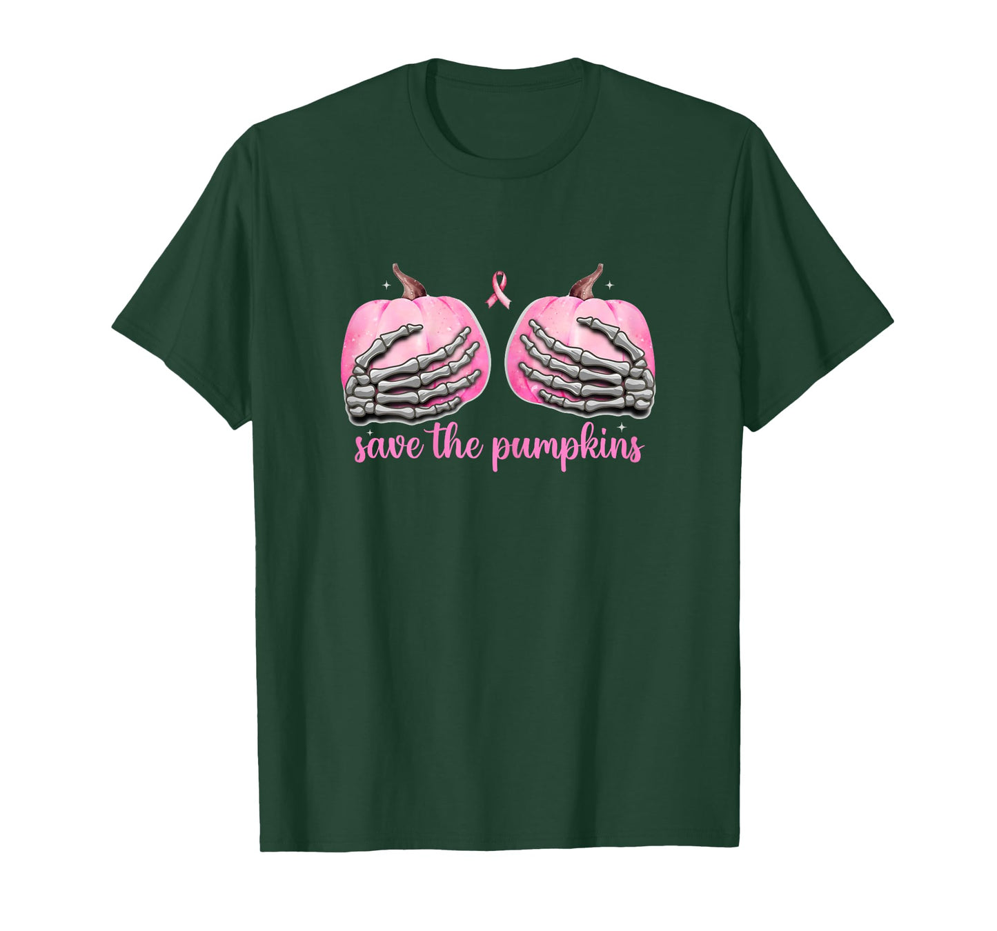 Save The Pumpkins Halloween Pink Out Breast Cancer Women Mom T-Shirt