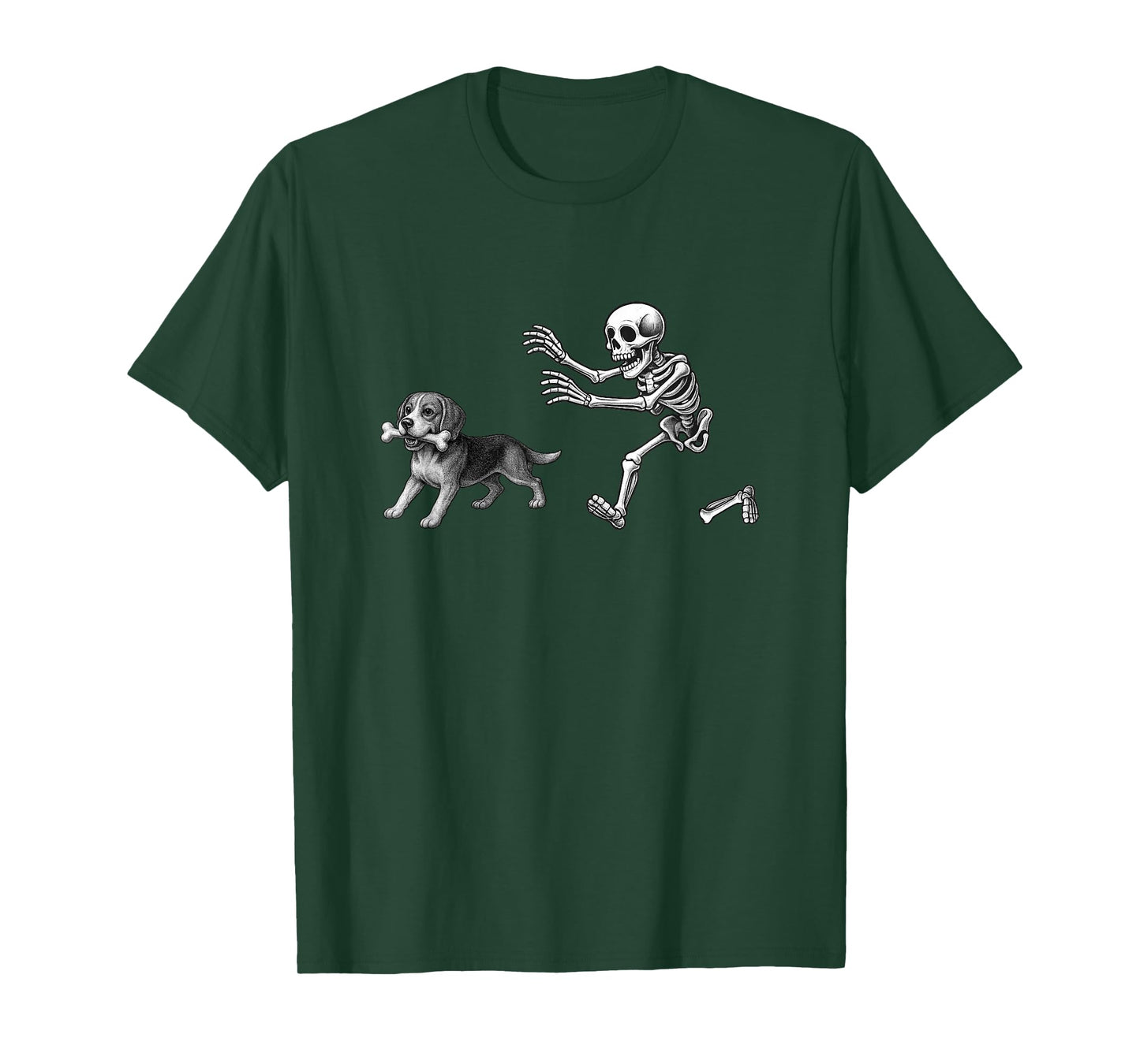 Funny Skeleton Chasing Beagle Dog Halloween Dogs Lover T-Shirt