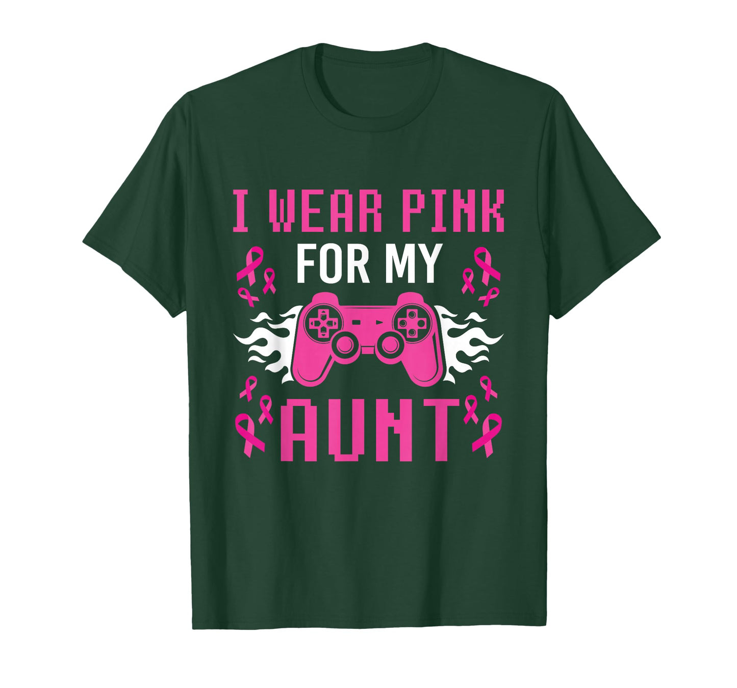 I Wear Pink For My Aunt Breast Cancer Gaming Kids Boys Youth T-Shirt