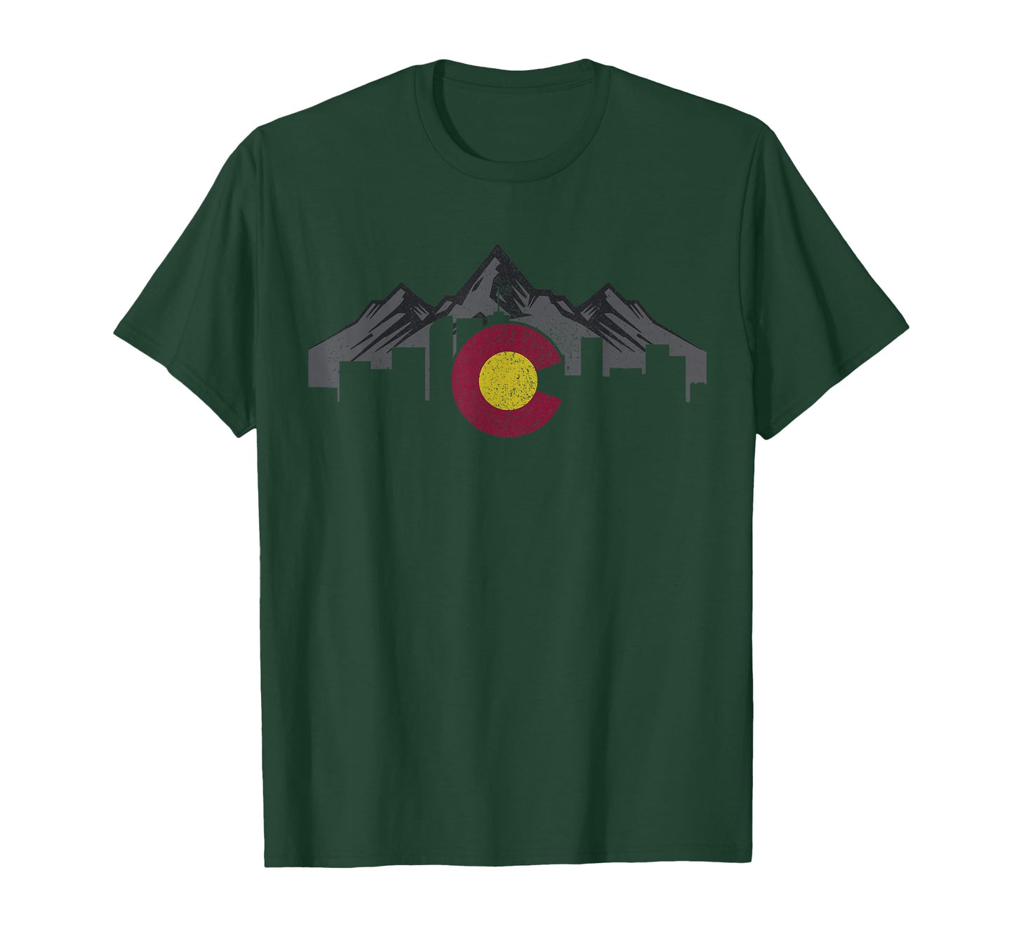 Colorado Mountains Flag Denver Skyline Souvenir Gift T-Shirt