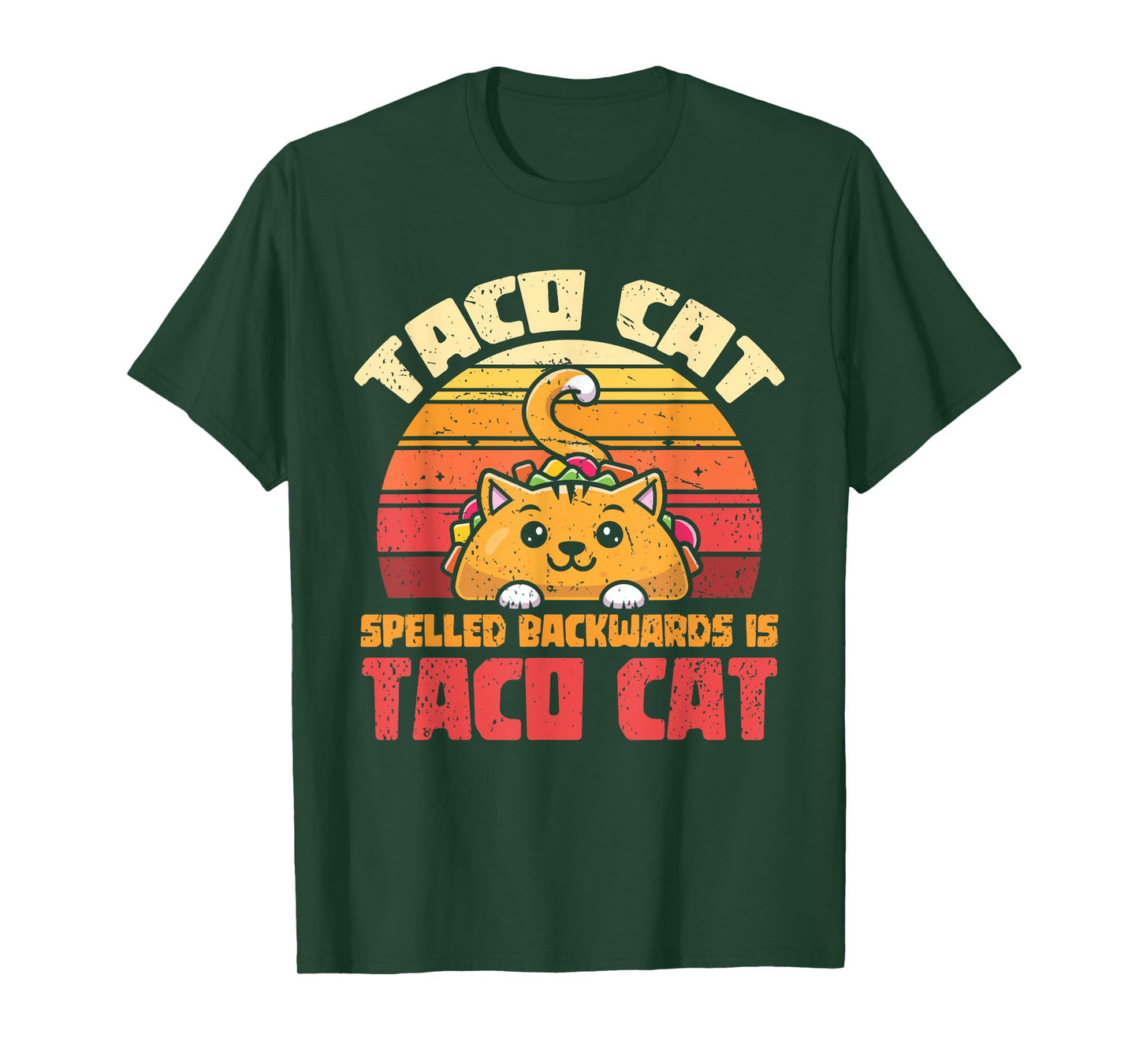 Tacocat Spelled Backwards Is Tacocat Funny Retro Taco T-Shirt for Men Women Girls Kids