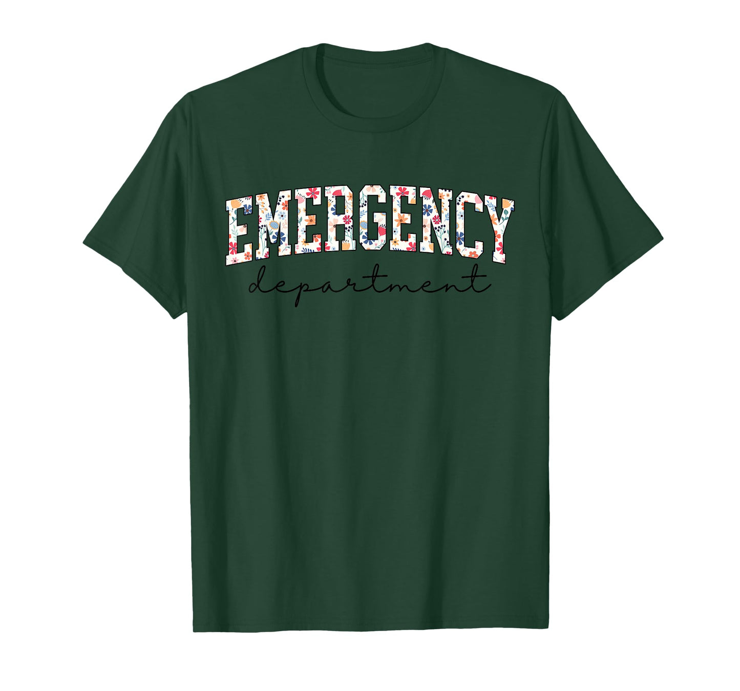 Floral ER Nurse Emergency Department Emergency Room RN T-Shirt