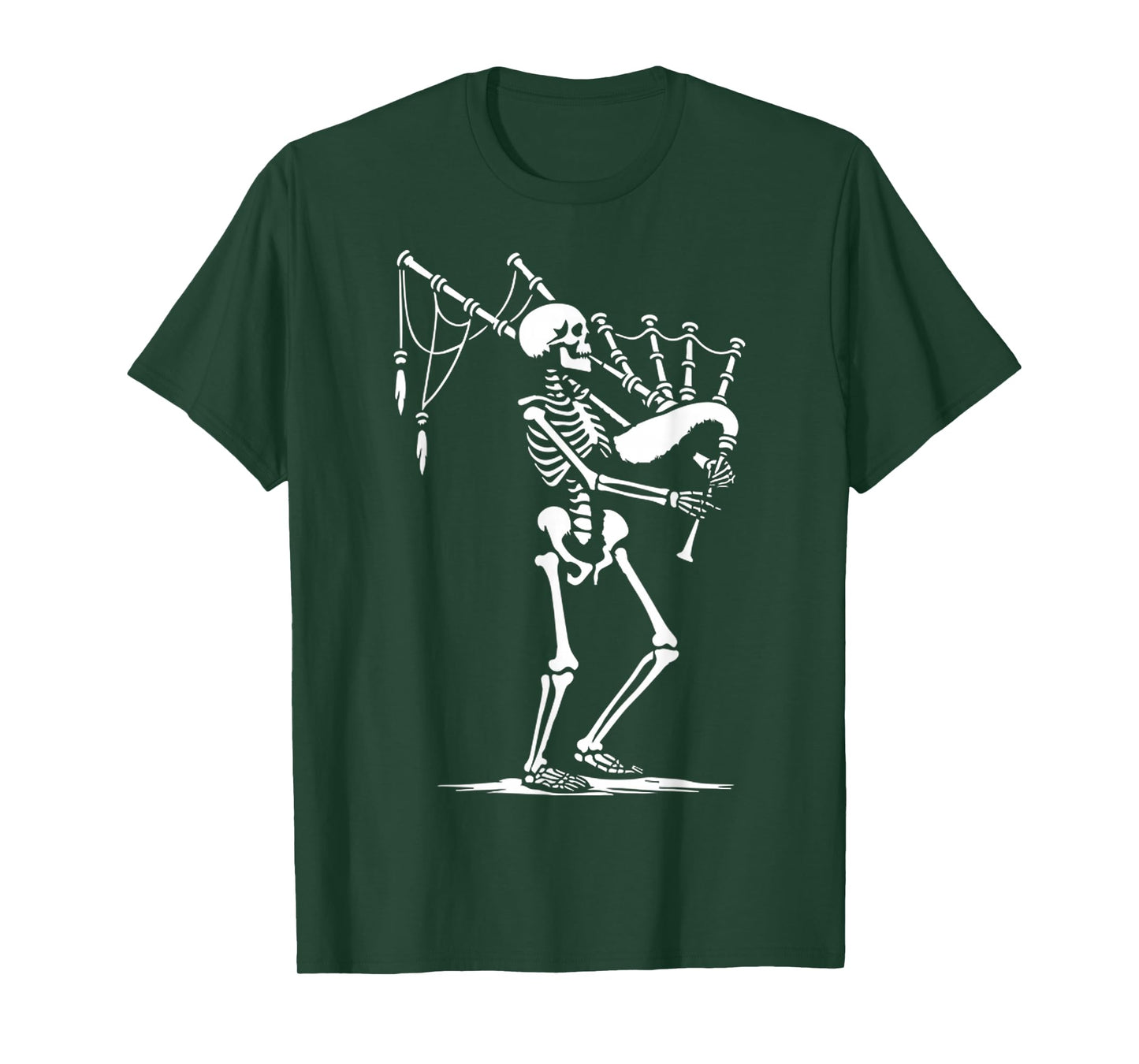 Funny Graphics of Skeleton Playing On Medieval Bagpipe T-Shirt