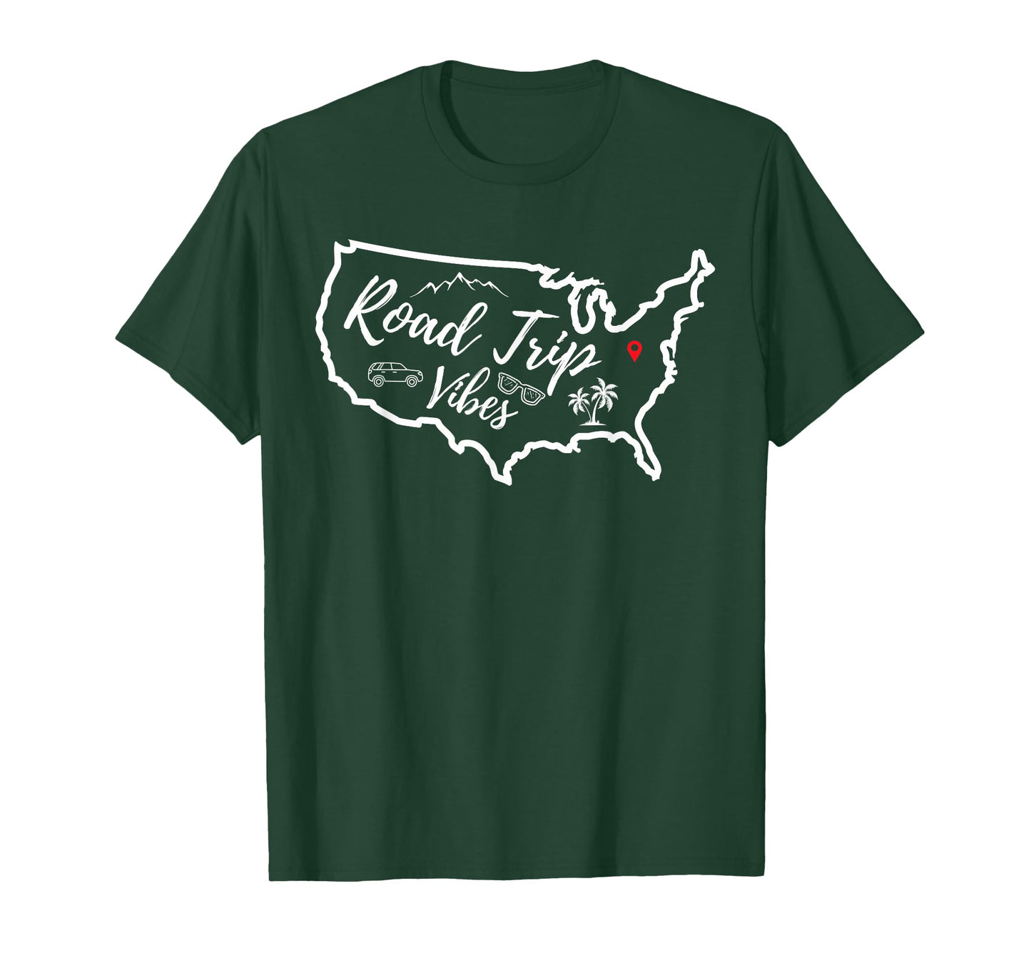 Road Trip Vibes Map USA Family Friend Girl Trip Vacation RV T-Shirt
