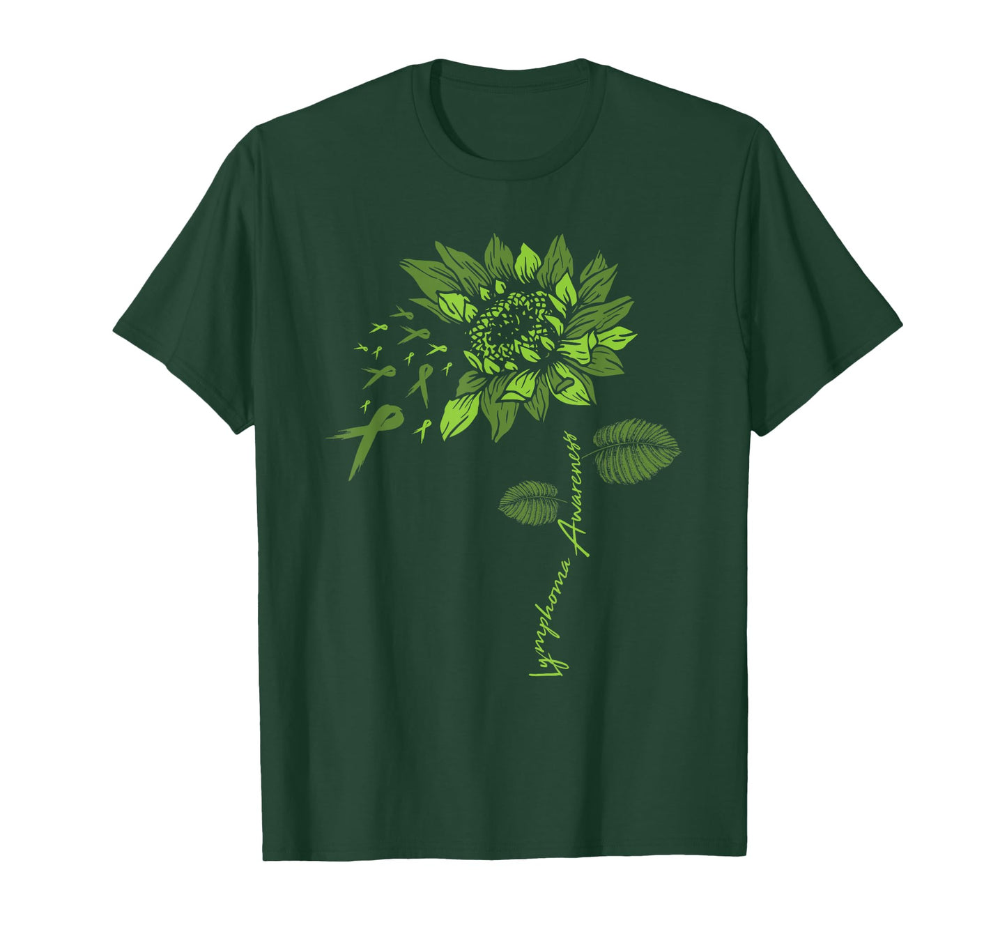 Lymphoma Cancer Awareness Lime Green Ribbon Sunflower Lover T-Shirt