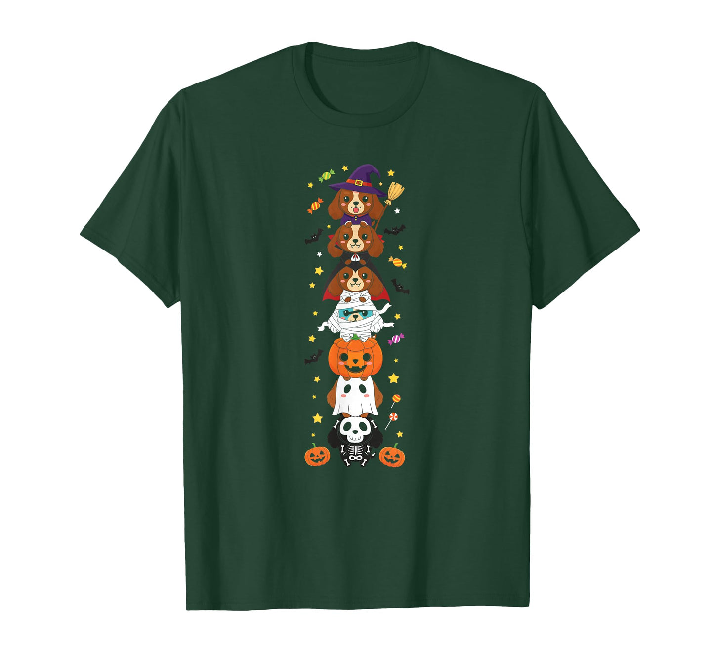 Funny Cocker Spaniel Witch Ghost Halloween Kids Mens Womens T-Shirt
