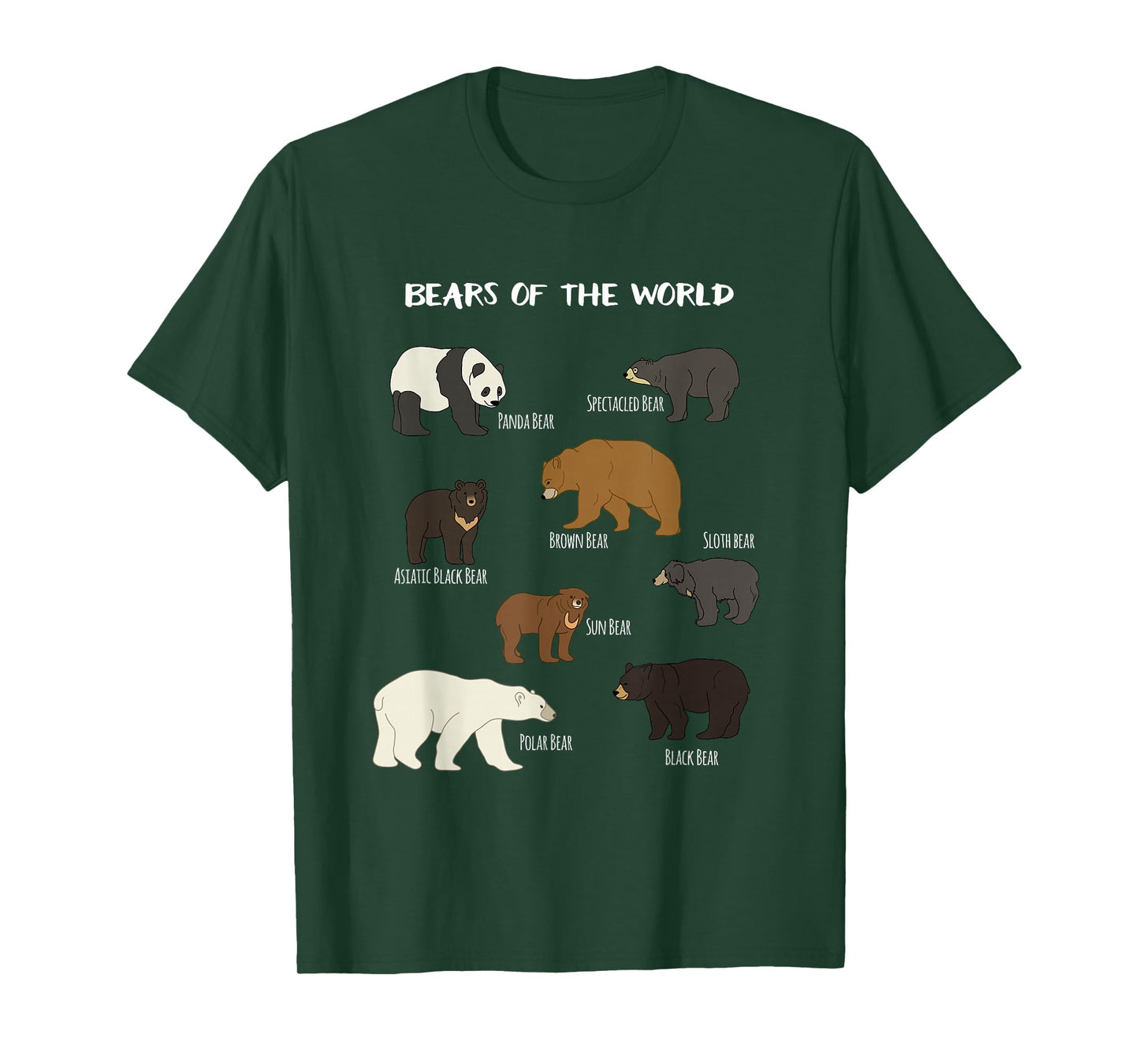 Bears Of The World Grizzly Bear Panda Black Polar T Shirt T-Shirt