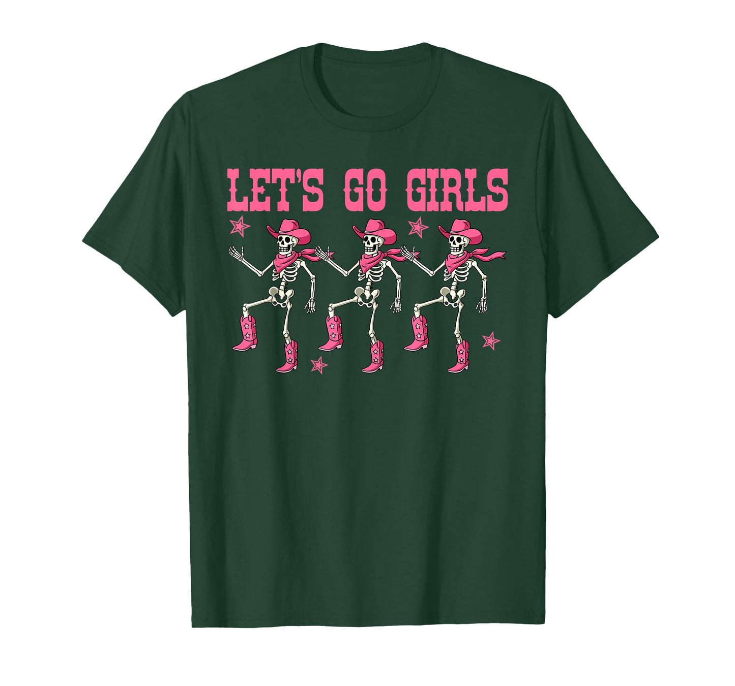 Let's Go Girls Western Women Skeleton Cowgirl Dancing T-Shirt
