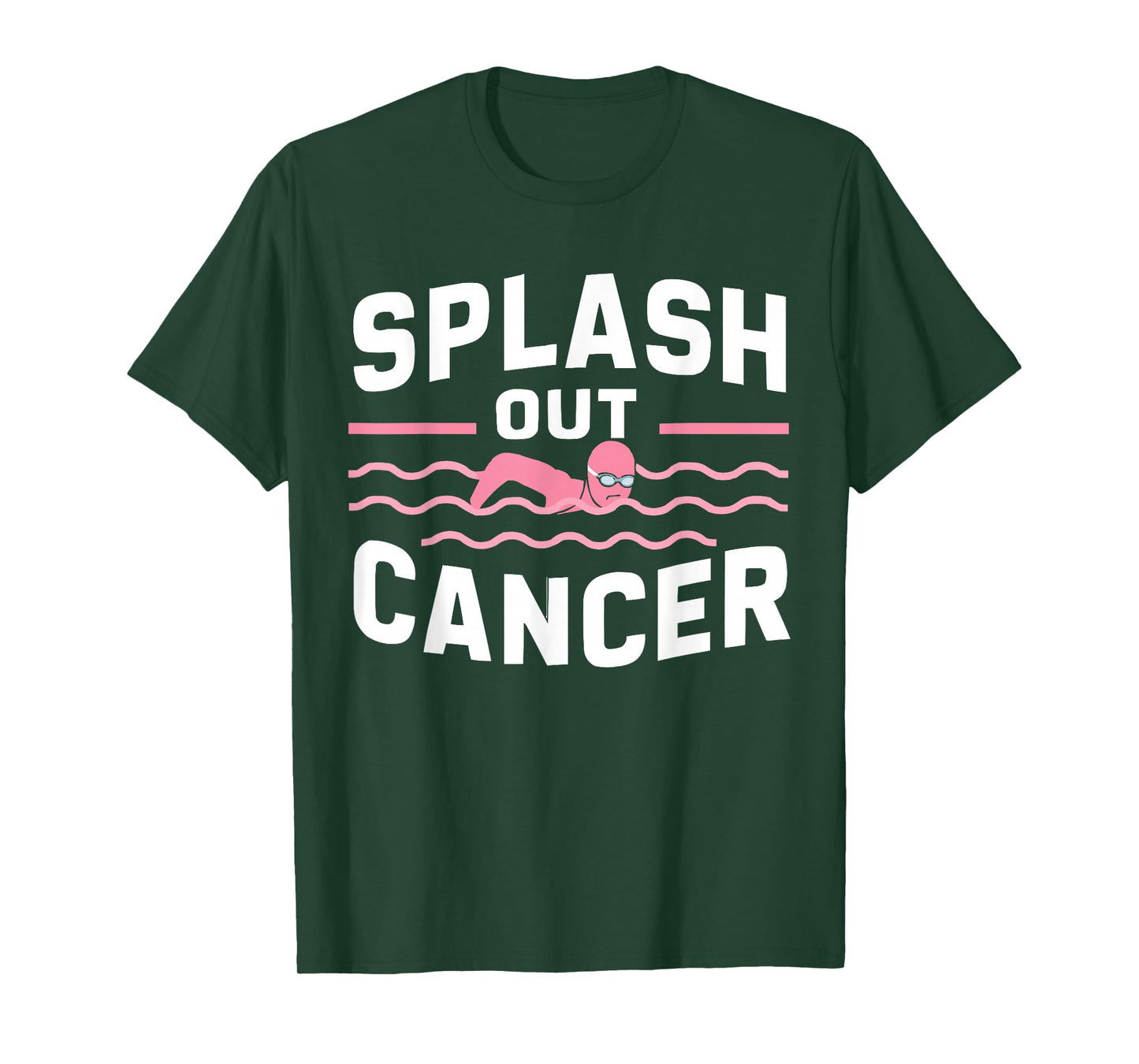 Swimming Breast Cancer Awareness Month Pink Ribbon T-Shirt