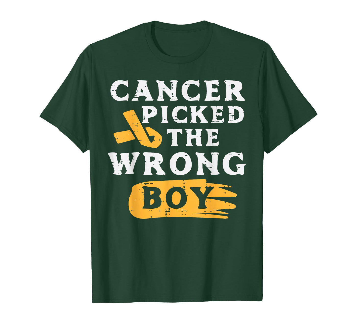 Childhood Cancer Picked The Wrong Boy Awareness Ribbon Kids T-Shirt
