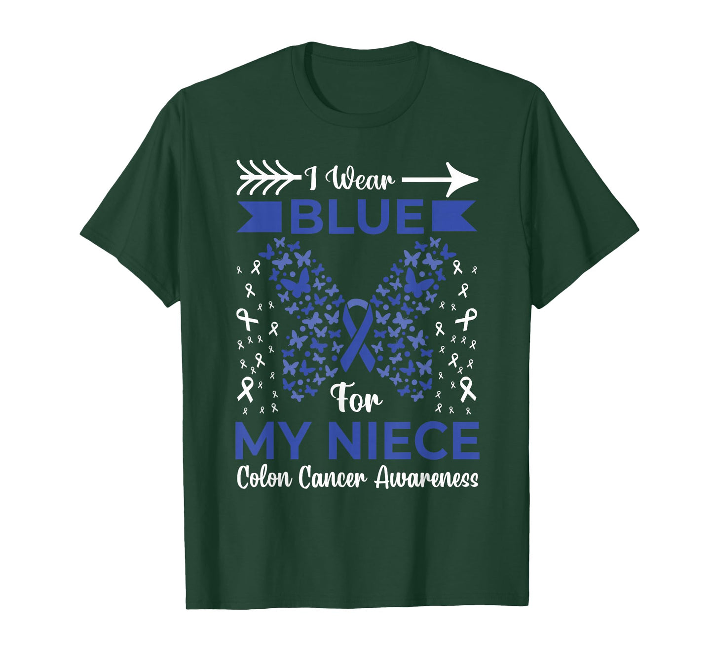 I Wear Blue For My Niece Colon Cancer Awareness Ribbons T-Shirt