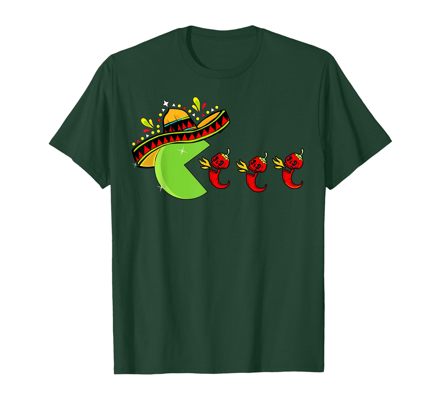 Fun Mexican Sombrero Eating Hot Pepper Skulls Cinco de Mayo T-Shirt