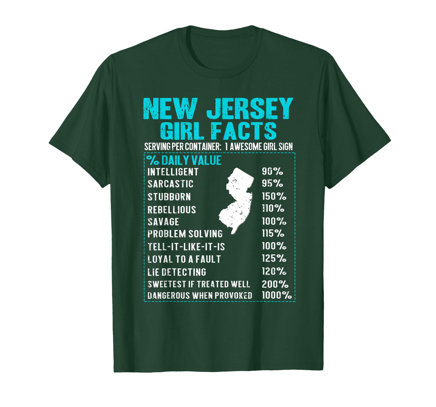 New Jersey Girl Facts Funny Birthday Gift Born in New Jersey T-Shirt