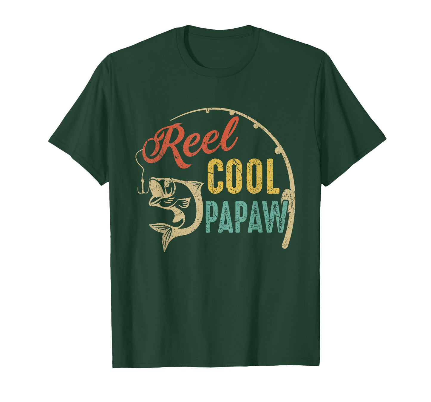 Funny Fathers Day Vintage Fishing Reel Cool Papaw T-Shirt
