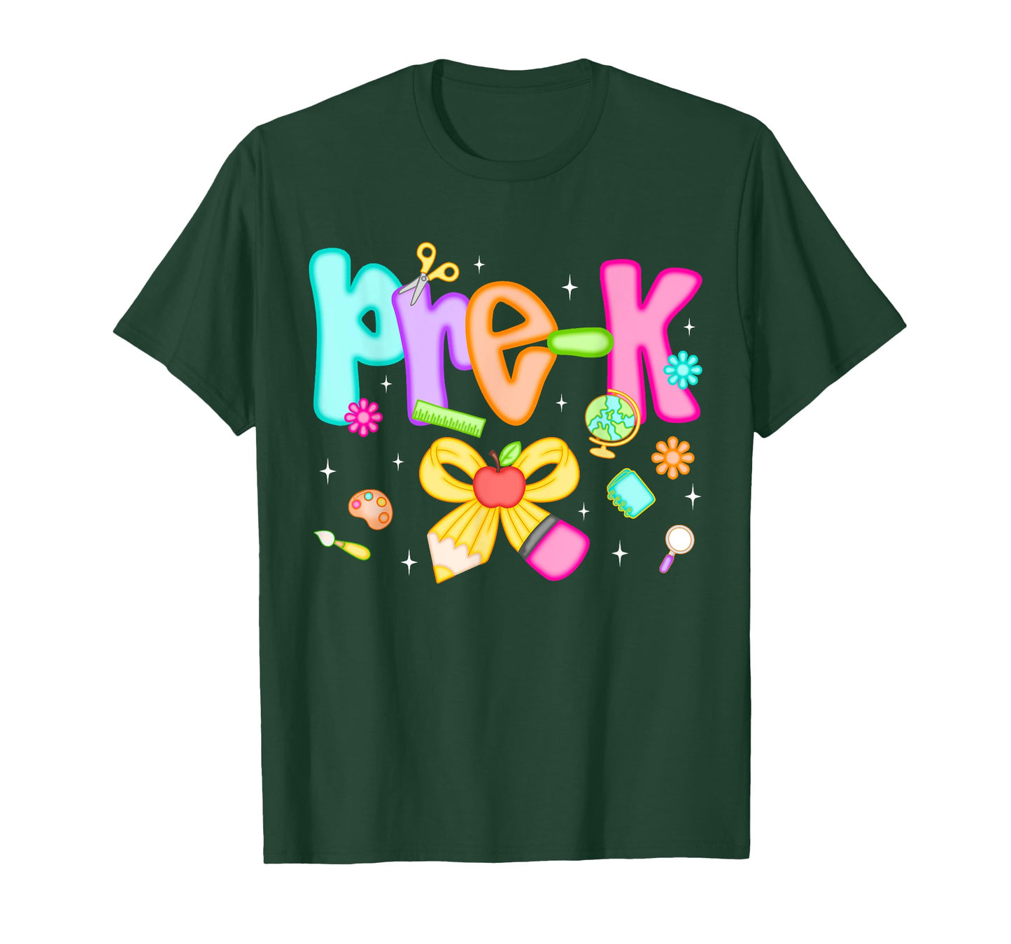 Preppy Pre-K Pencil Bow Back To School Pre-K Teacher Girls T-Shirt