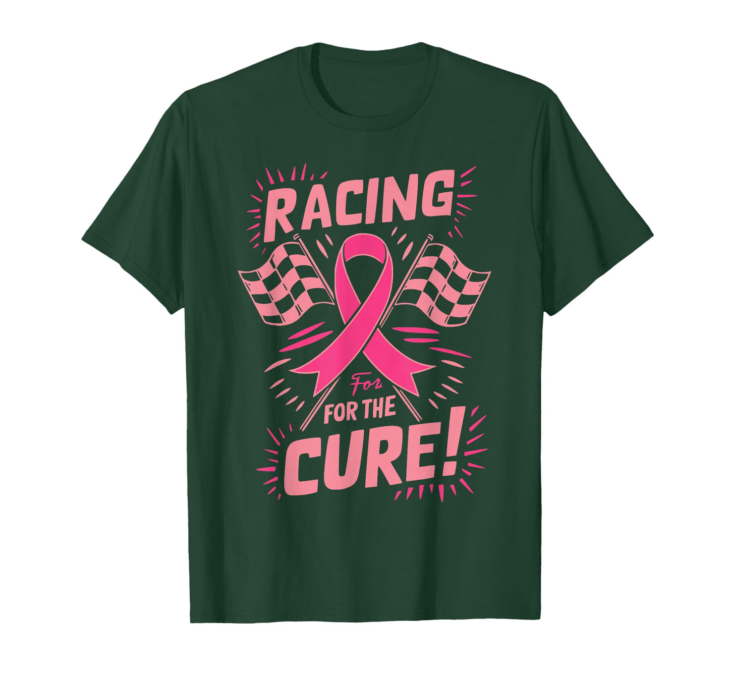 Pink Ribbon Breast Cancer Awareness Racing for the Cure T-Shirt