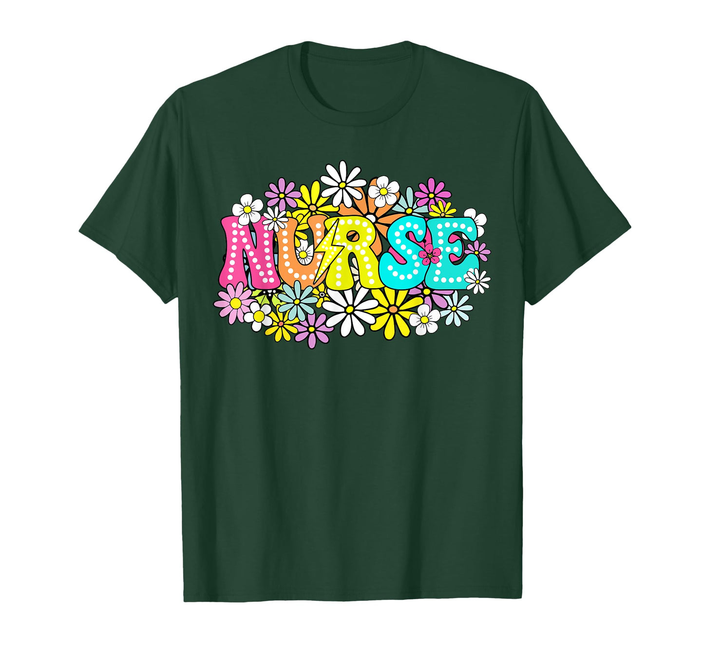 Cute Retro Groovy Nurse Flower Nursing Women T-Shirt