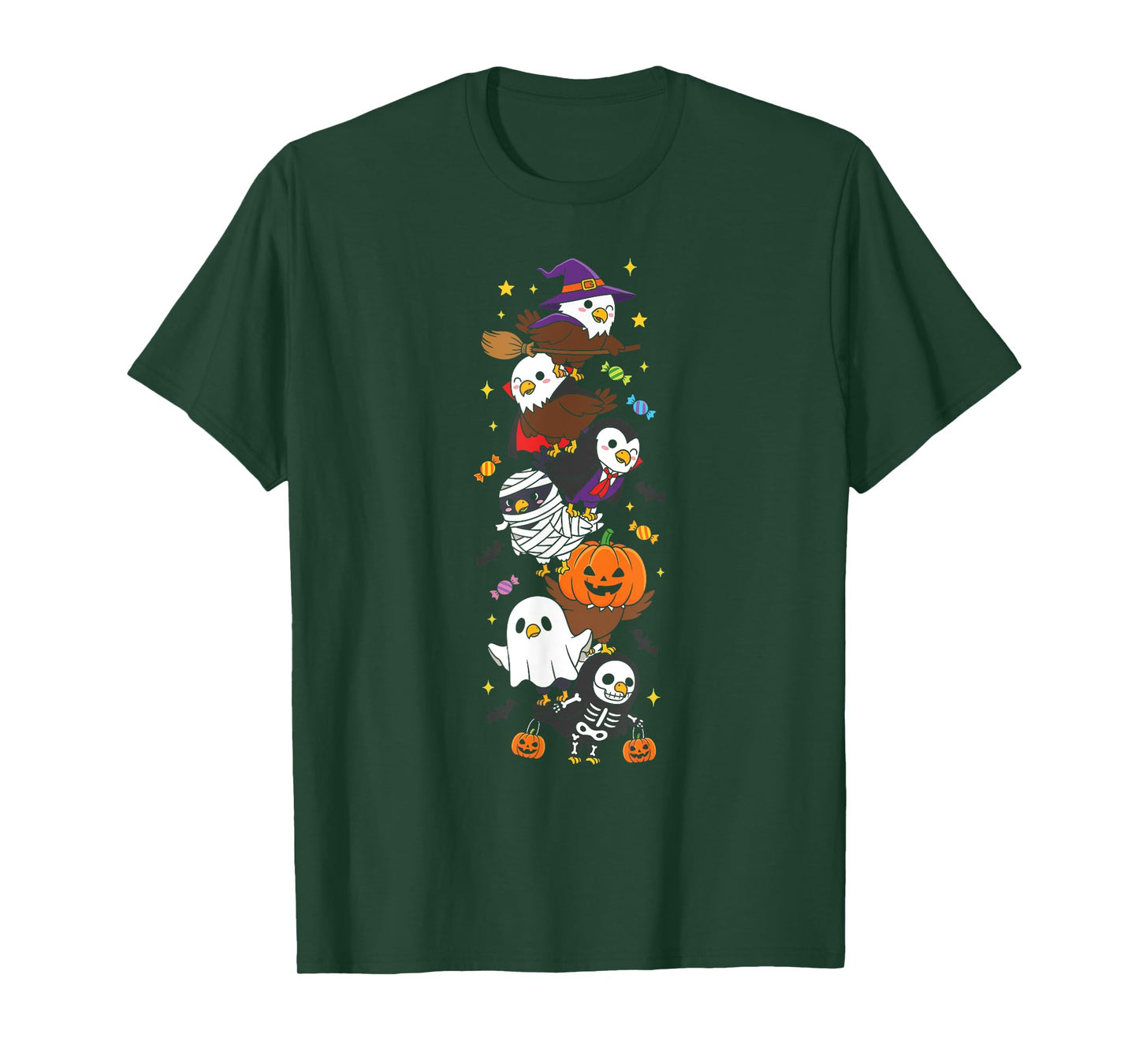 Funny Eagle Witch Vampire Ghost Halloween Kids Mens Womens T-Shirt