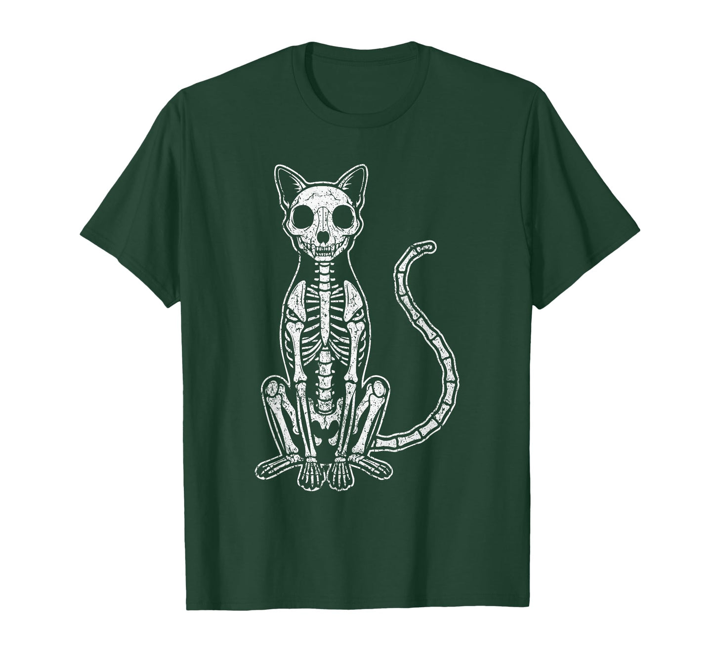 Creepy Skeleton Cat Halloween Spooky Goth Kitty Skull T-Shirt