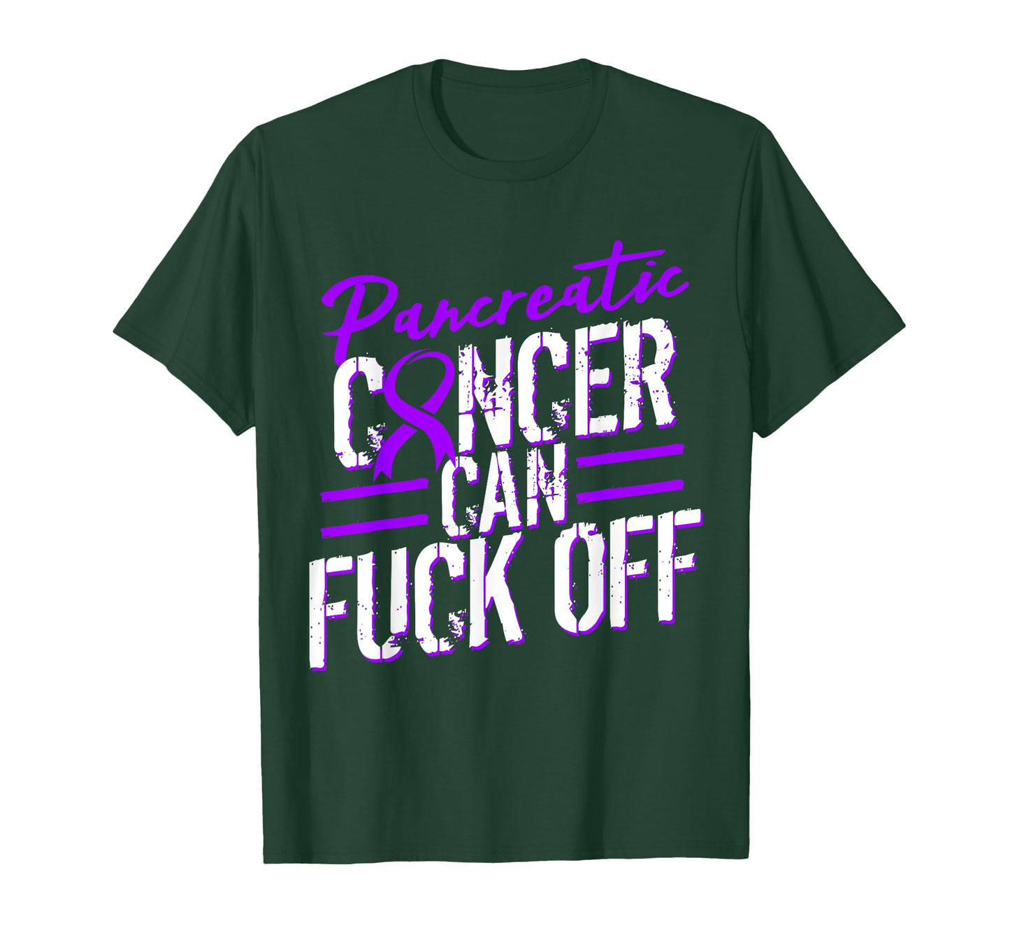 Pancreatic Cancer Fuck Off T-shirt Purple Ribbon Support T-Shirt