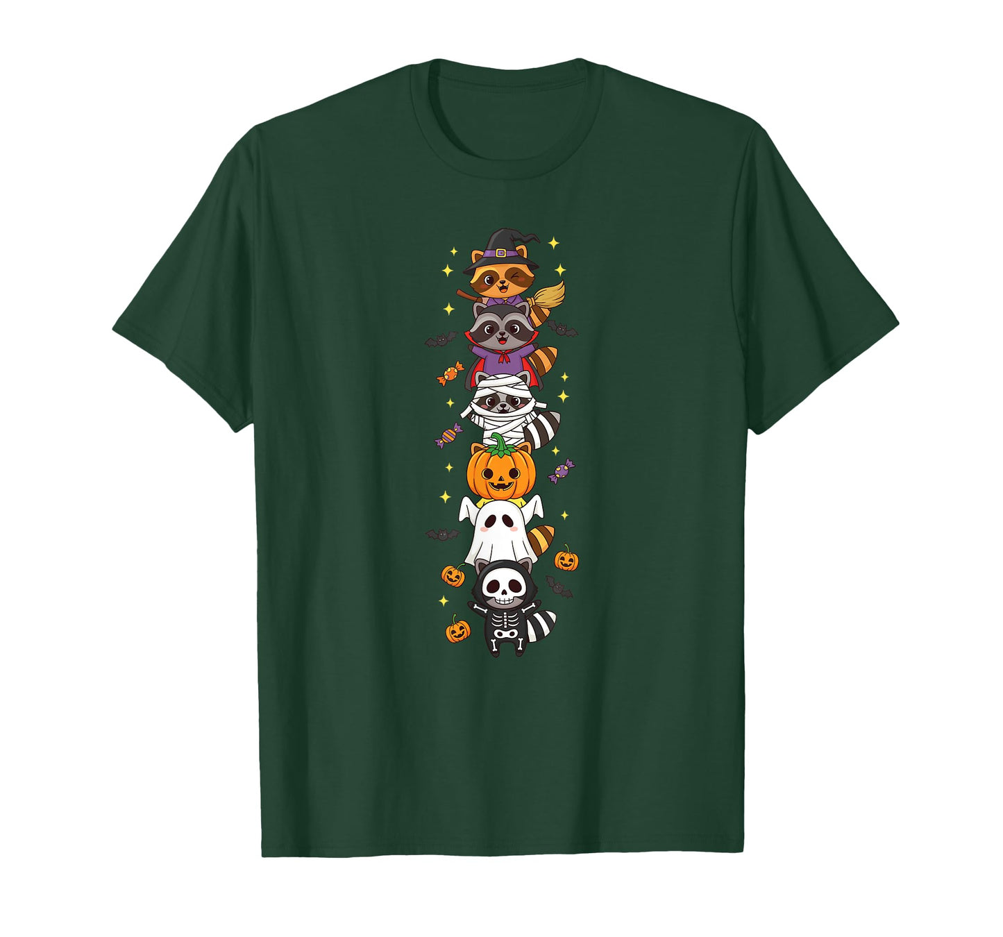 Funny Raccoon Witch Vampire Ghost Halloween Kids Mens Womens T-Shirt